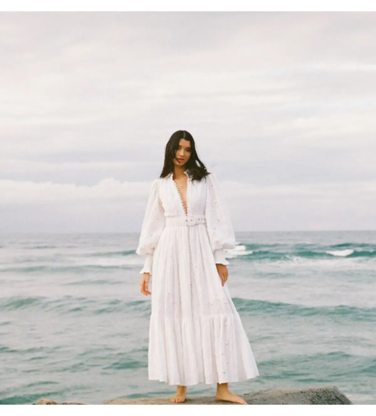 Palm Noosa Broderie Anglais Maxi Dress White Size AU 14 - Image 1