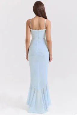 House of CB Gabbi Ice Blue Mesh Ruffled Front Gown Size AU 6 for rent on The Volte - image 2