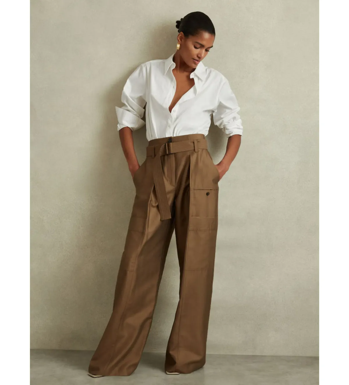 Reiss Jenny-cotton Poplin Shirt In White Size AU 8 - Image 1