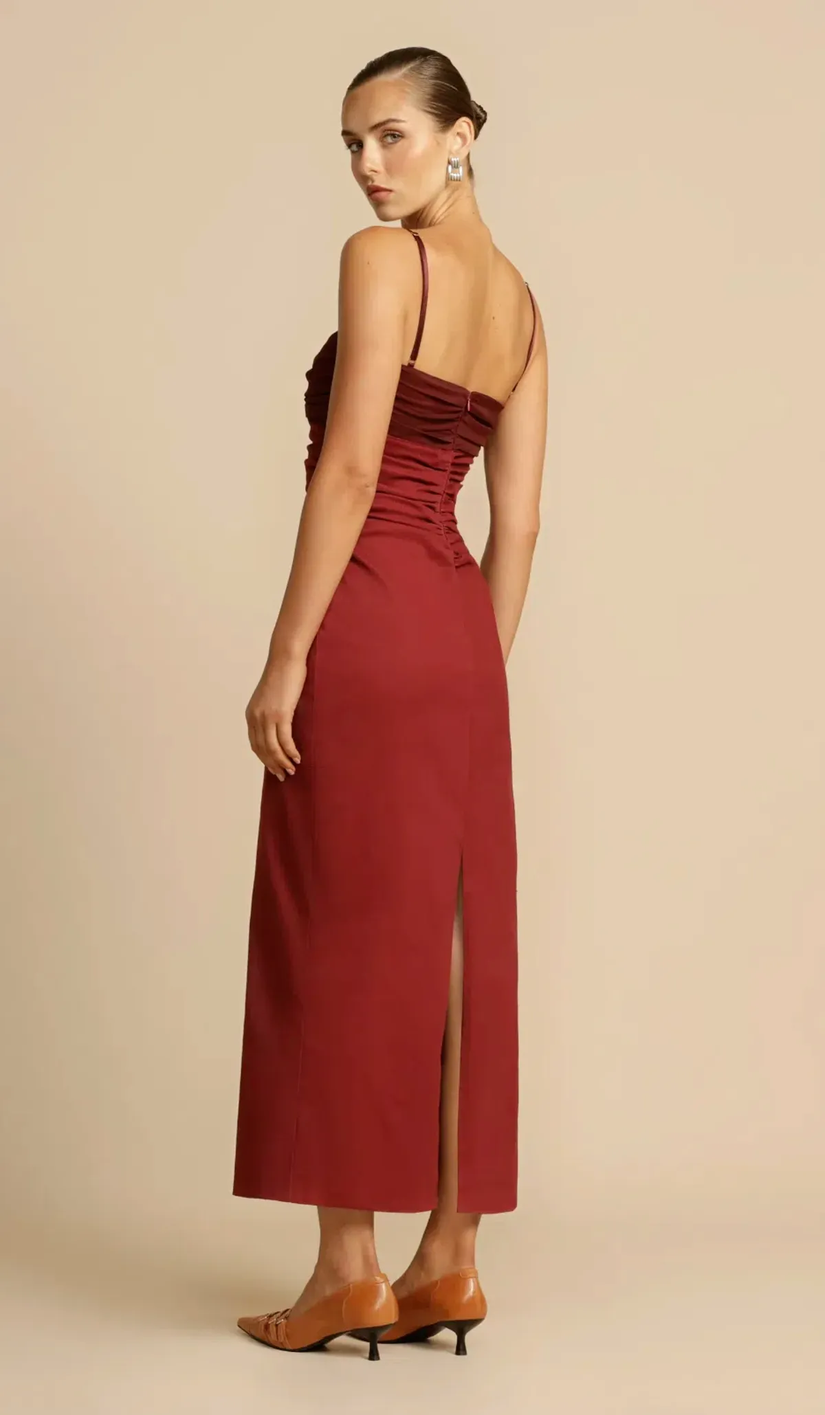 Arcina Ori Kinsley Dress Maxi Burgundy Size AU 8 - Image 5