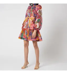 Zimmerman Lovestruck Mini Dress Multi Paisley Zimmermann Size 0 / AU Size 8 for rent on The Volte - image 1