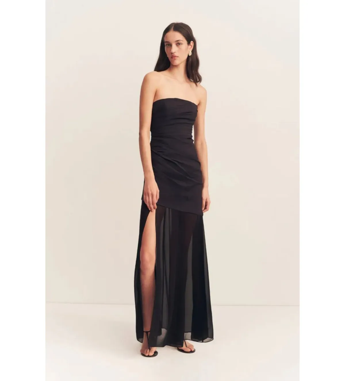 Shona Joy Blainey Strapless Draped Maxi Dress Black Size AU 8 - Image 2