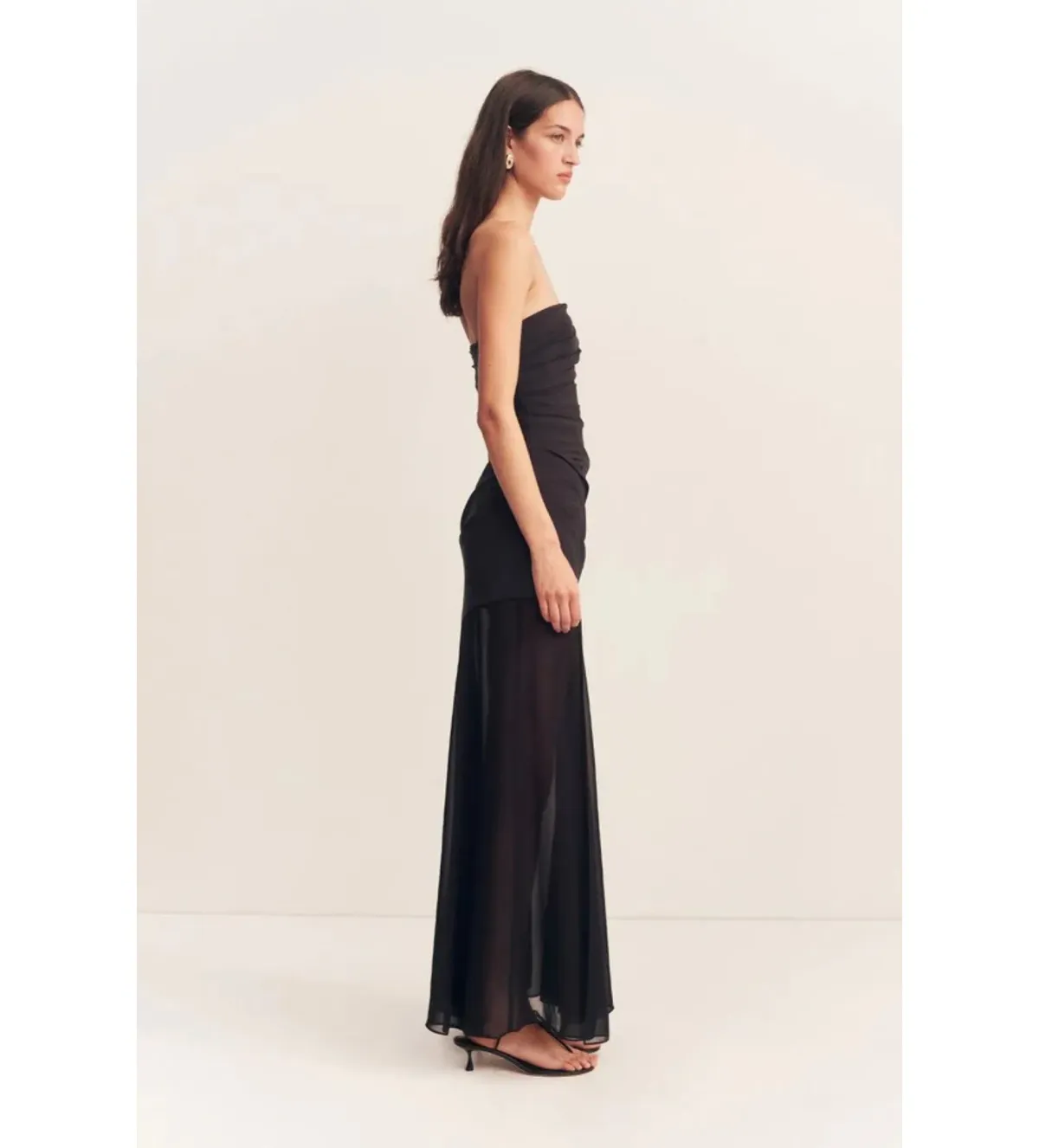 Shona Joy Blainey Strapless Draped Maxi Dress Black Size AU 8 - Image 3