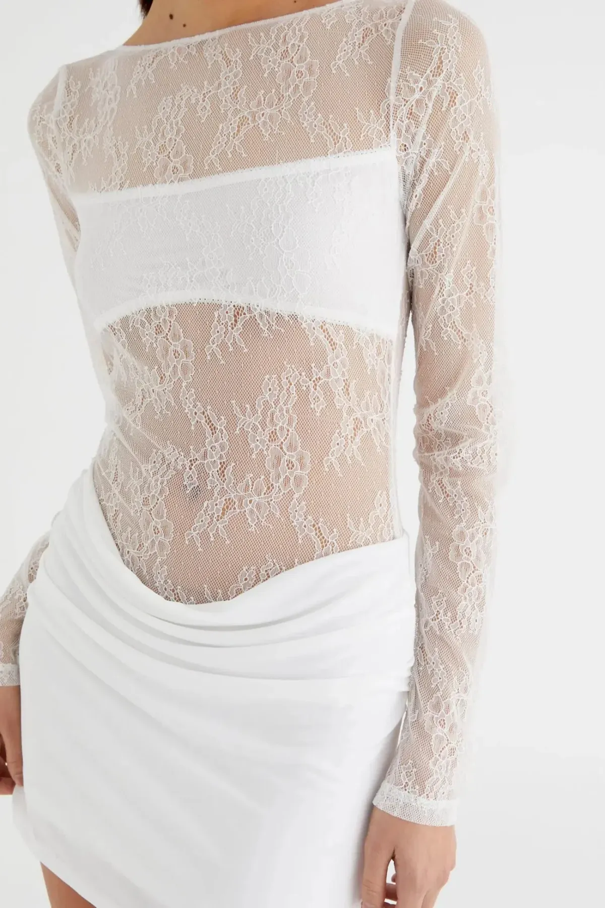 Benni Yana Lace Mini Dress- White- Size 8 - Image 5