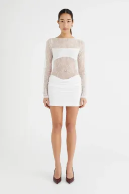 Benni Yana Lace Mini Dress- White- Size 8 for rent on The Volte - image 3