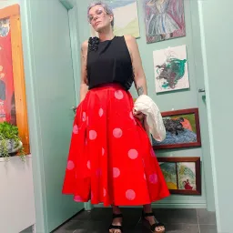 Kate Spade Giant Dot Faille Midi Skirt Orange Print Size 8 US / 12 UK/AU for rent on The Volte - image 4