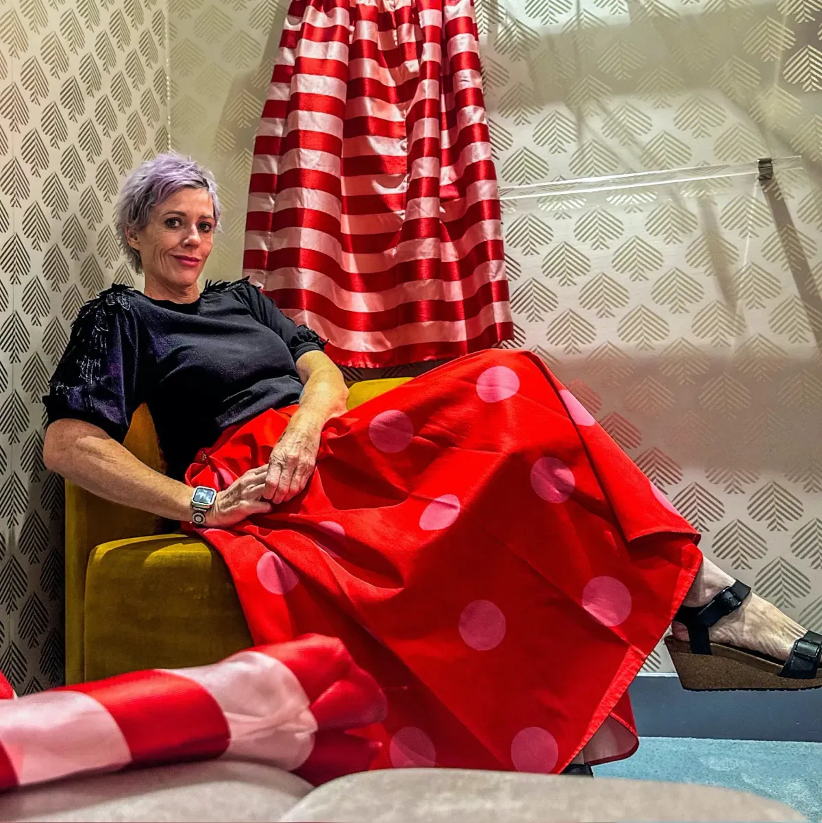 Kate Spade Giant Dot Faille Midi Skirt Orange Print Size 8 US / 12 UK/AU - Image 5