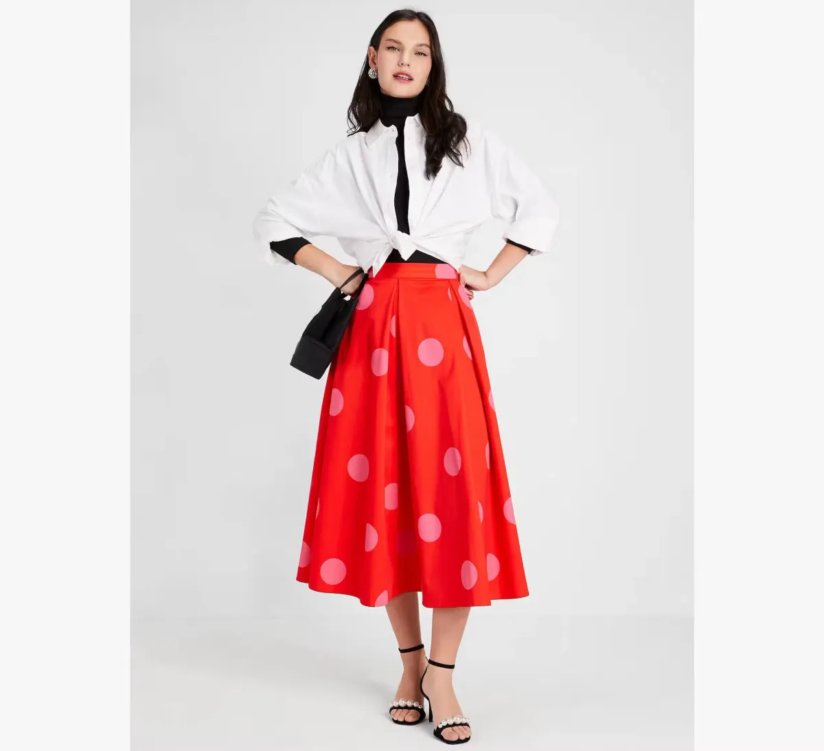 Kate Spade Giant Dot Faille Midi Skirt Orange Print Size 8 US / 12 UK/AU - Image 1