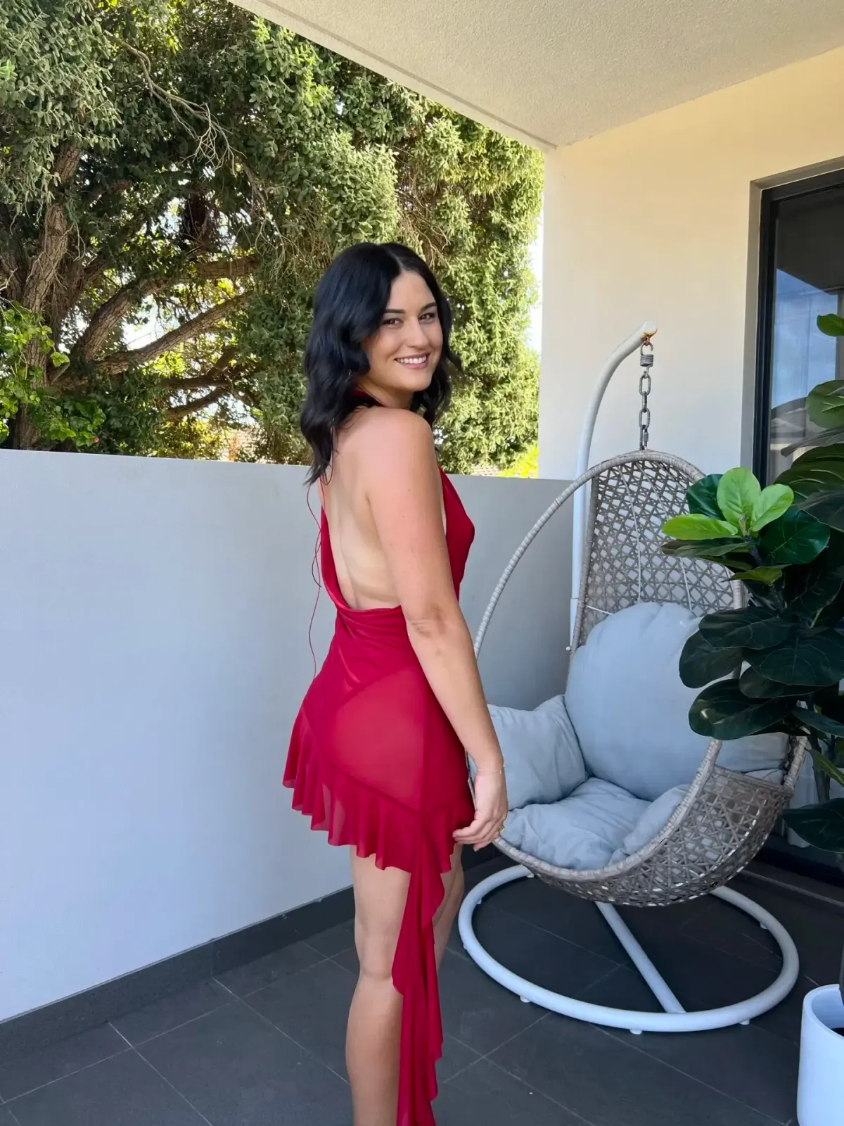 Natalie Rolt Felicity Mini Dress- Cherry Red- Size 0 (AU 6) - Image 2