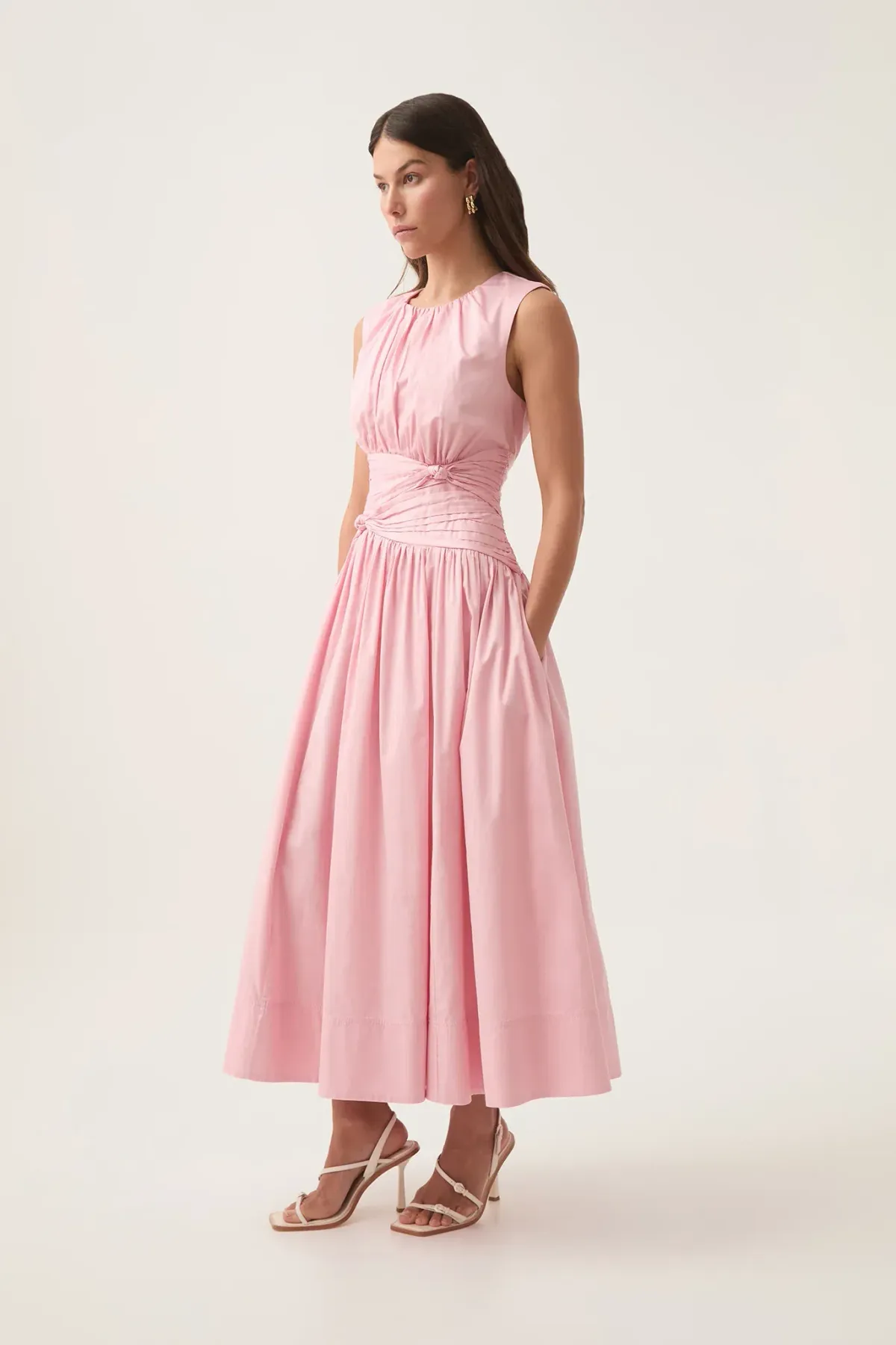 Aje Agatha Knot Waist Midi Dress Pink Size AU 14 - Image 1