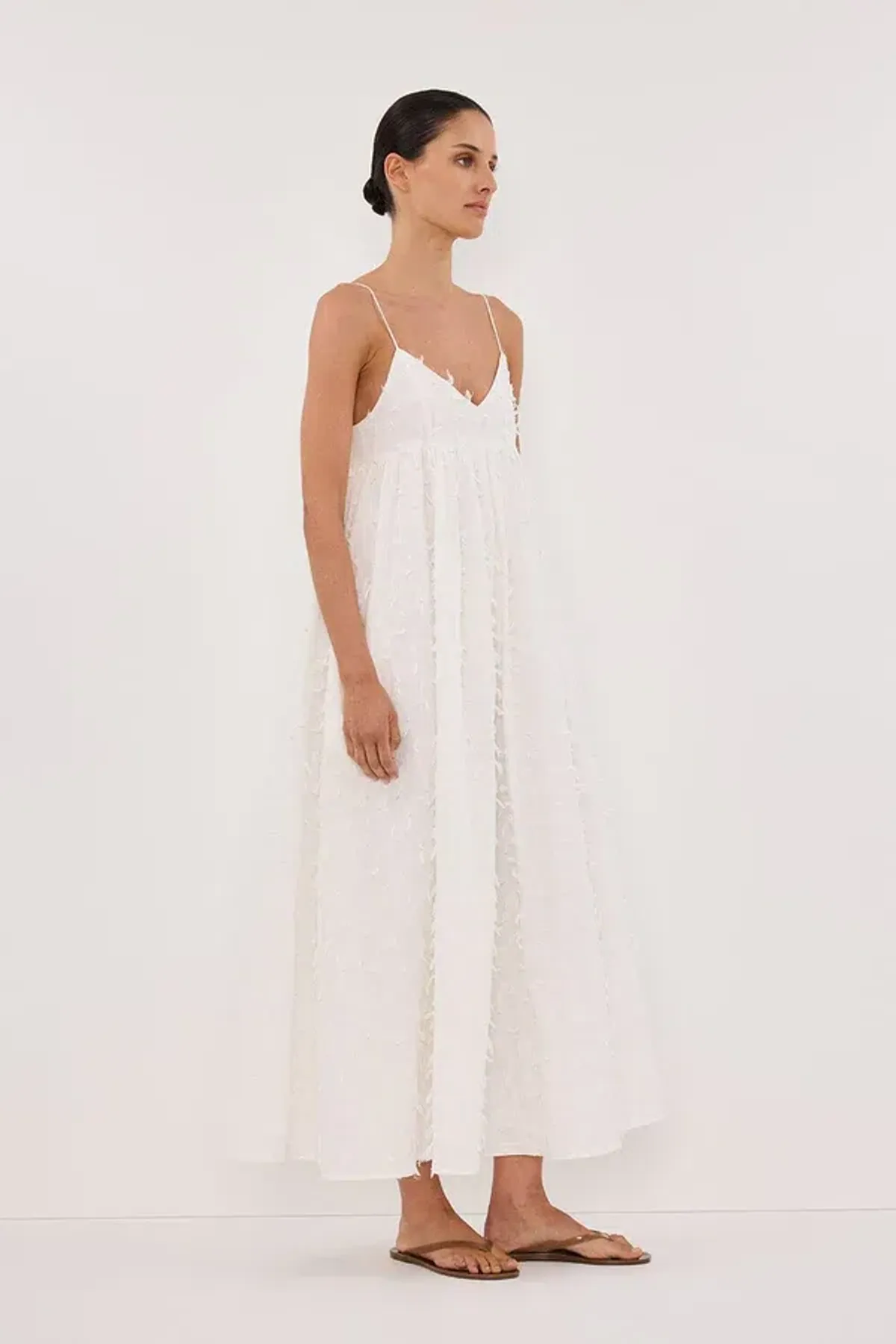 Dissh Paloma White Babydoll Midi Dress Size 10 - Image 3