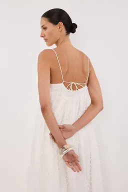 Dissh Paloma White Babydoll Midi Dress Size 10 for rent on The Volte - image 2