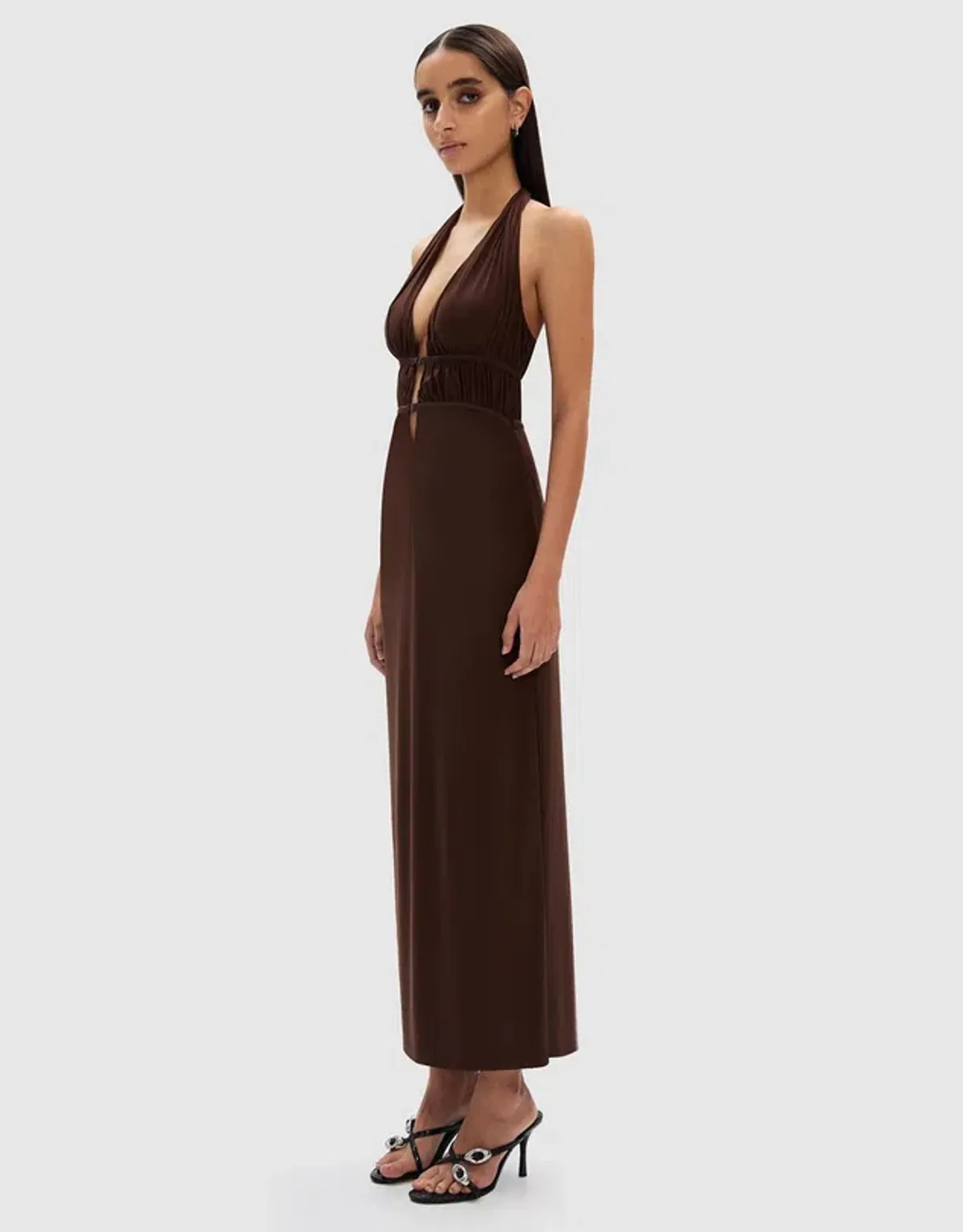 Misha Celine Mesh Midi Dress Espresso Size 6/XS - Image 4