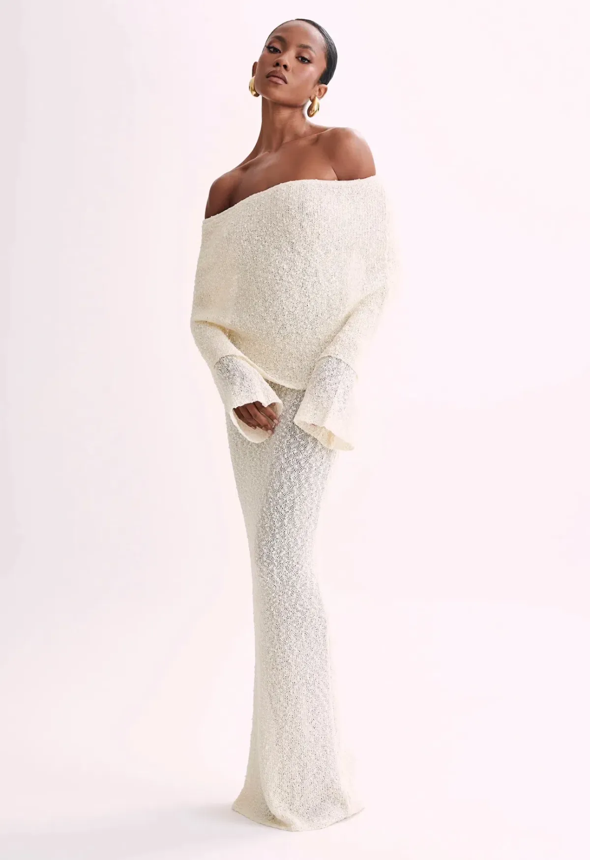 Meshki Marisol Off Shoulder Maxi Cream Size AU 8 - Image 1