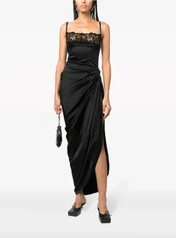 Jacquemus La Saudade Floral-Embroidered Asymmetric Maxi Dress Black Size 8 for rent on The Volte - image 1