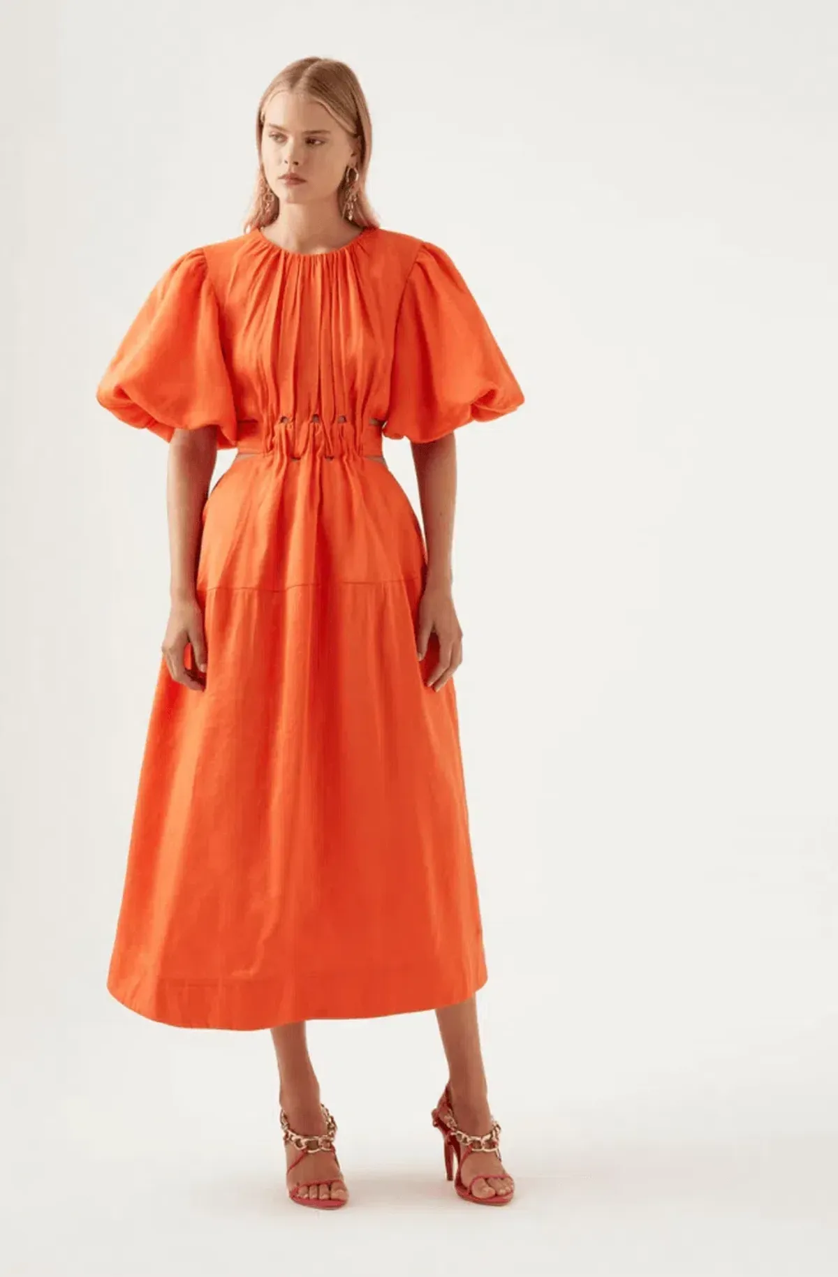 Aje Cosette Tie Back Midi Dress Orange Size 6 - Image 1