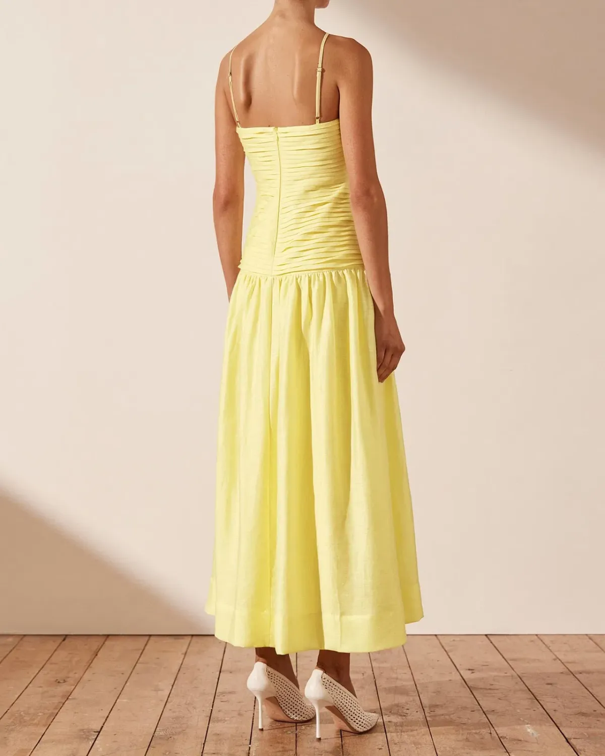 Shona Joy Thea Keyhole Midi Dress Yellow Size AU 8 - Image 2