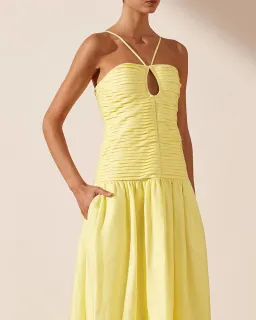 Shona Joy Thea Keyhole Midi Dress Yellow Size AU 8 for rent on The Volte - image 4