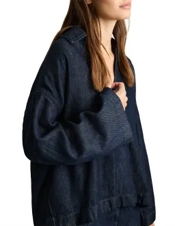 Reiss Reed Deep V Woven Top in Indigo Size UK 12 / AU 12 for rent on The Volte - image 2