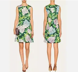 Dolce & Gabbana Hydrangea Print Shift Mini Dress Floral Size 6 for rent on The Volte - image 2