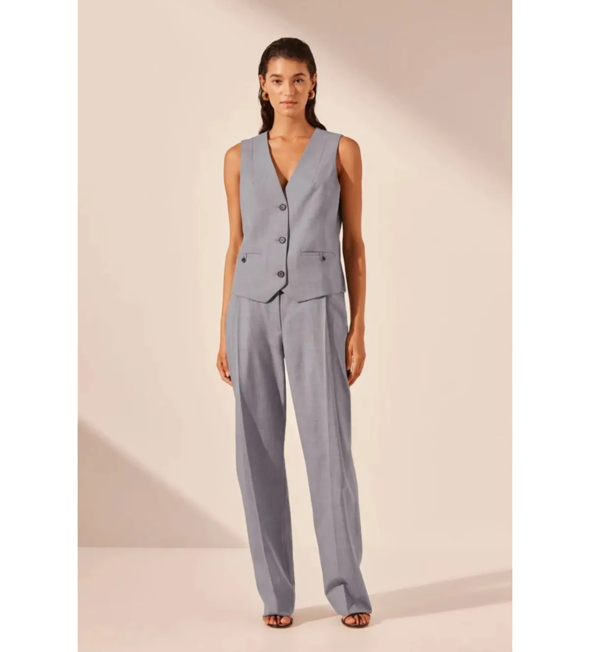 Shona Joy Asher Oversized Tailored Vest in Steel Grey Size AU 8 - Image 1