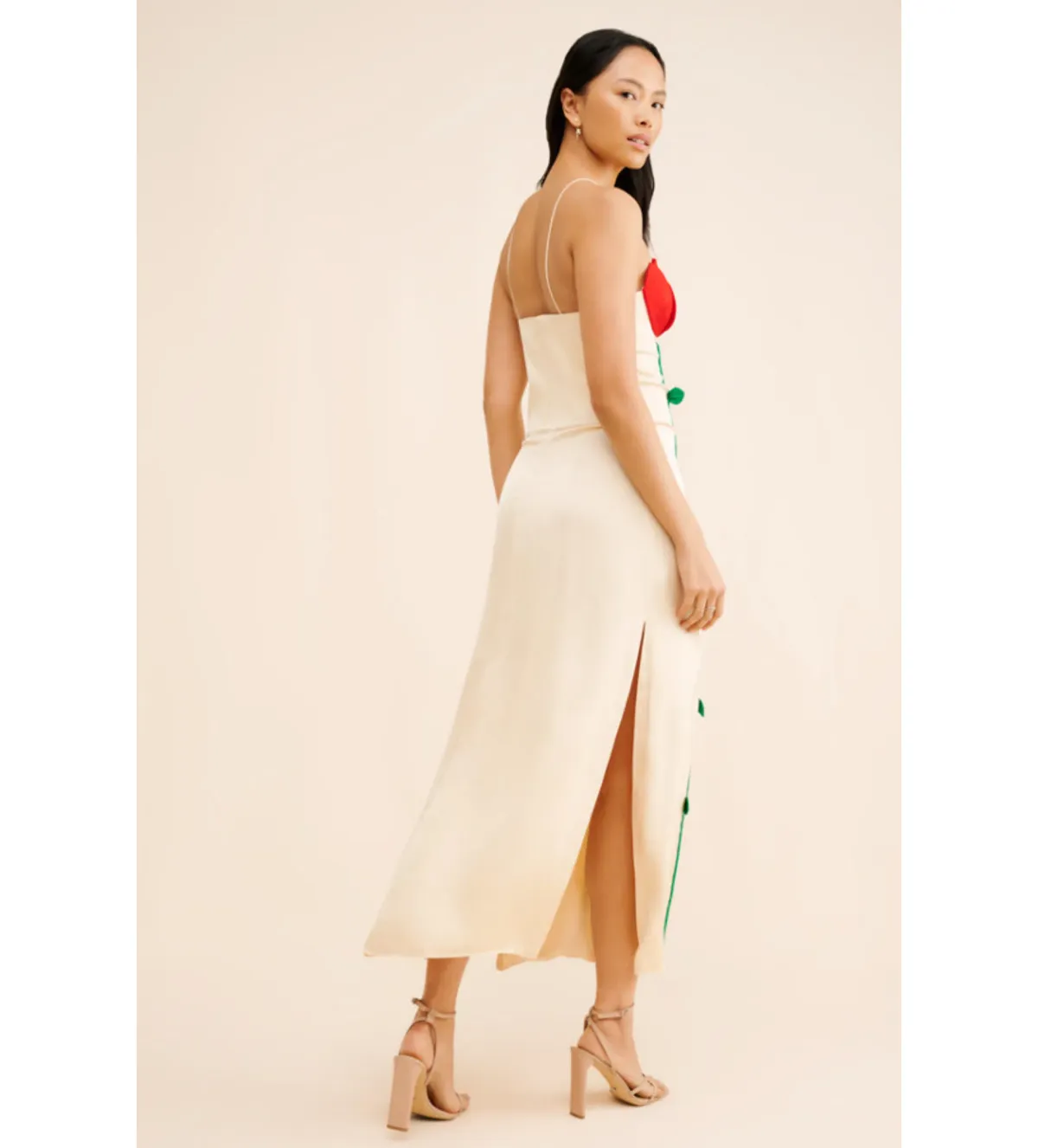 Farm Rio Beige Rose Shaped Bodice Sleeveless Maxi Dress Size AU 8 - Image 3