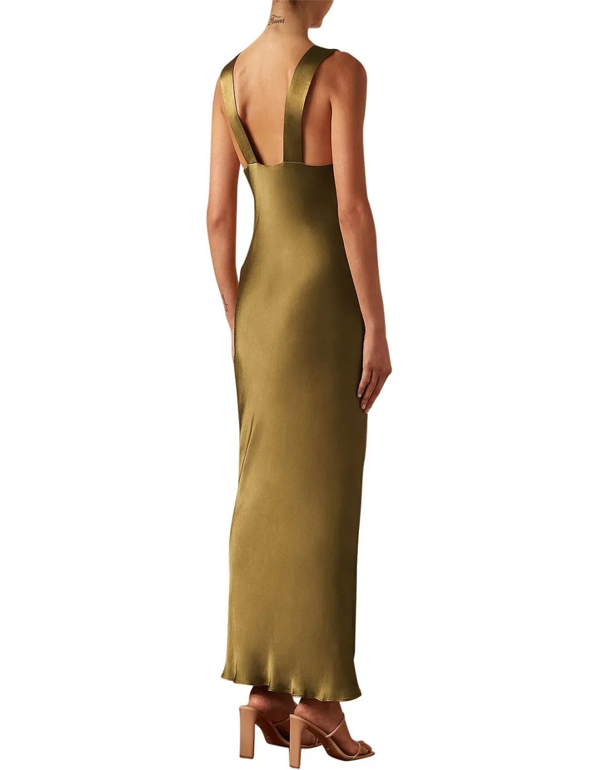 Shona Joy Giorgia Plunged Midi Dress in Olive Oil Size 10 - Image 10