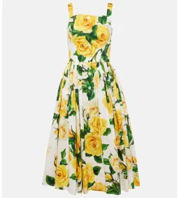 Dolce&Gabbana Rose Print Cotton Poplin Midi Dress AU 10 for rent on The Volte - image 5