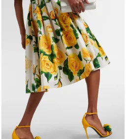 Dolce&Gabbana Rose Print Cotton Poplin Midi Dress AU 10 for rent on The Volte - image 3