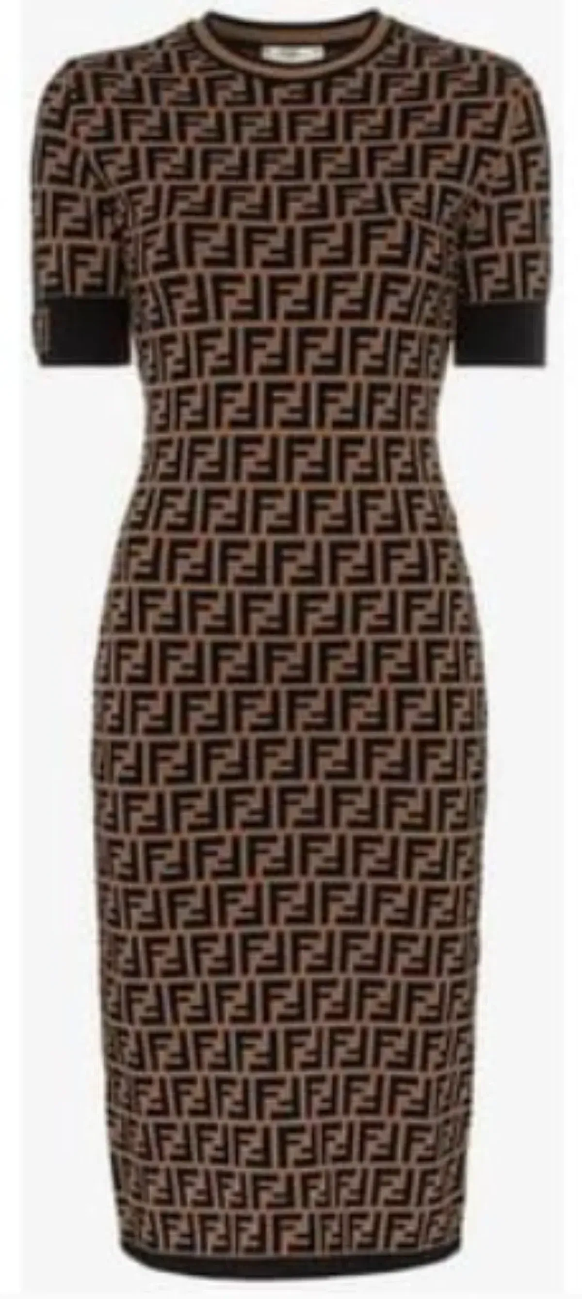 Fendi Knit Dress Midi Brown Size 10 - Image 4