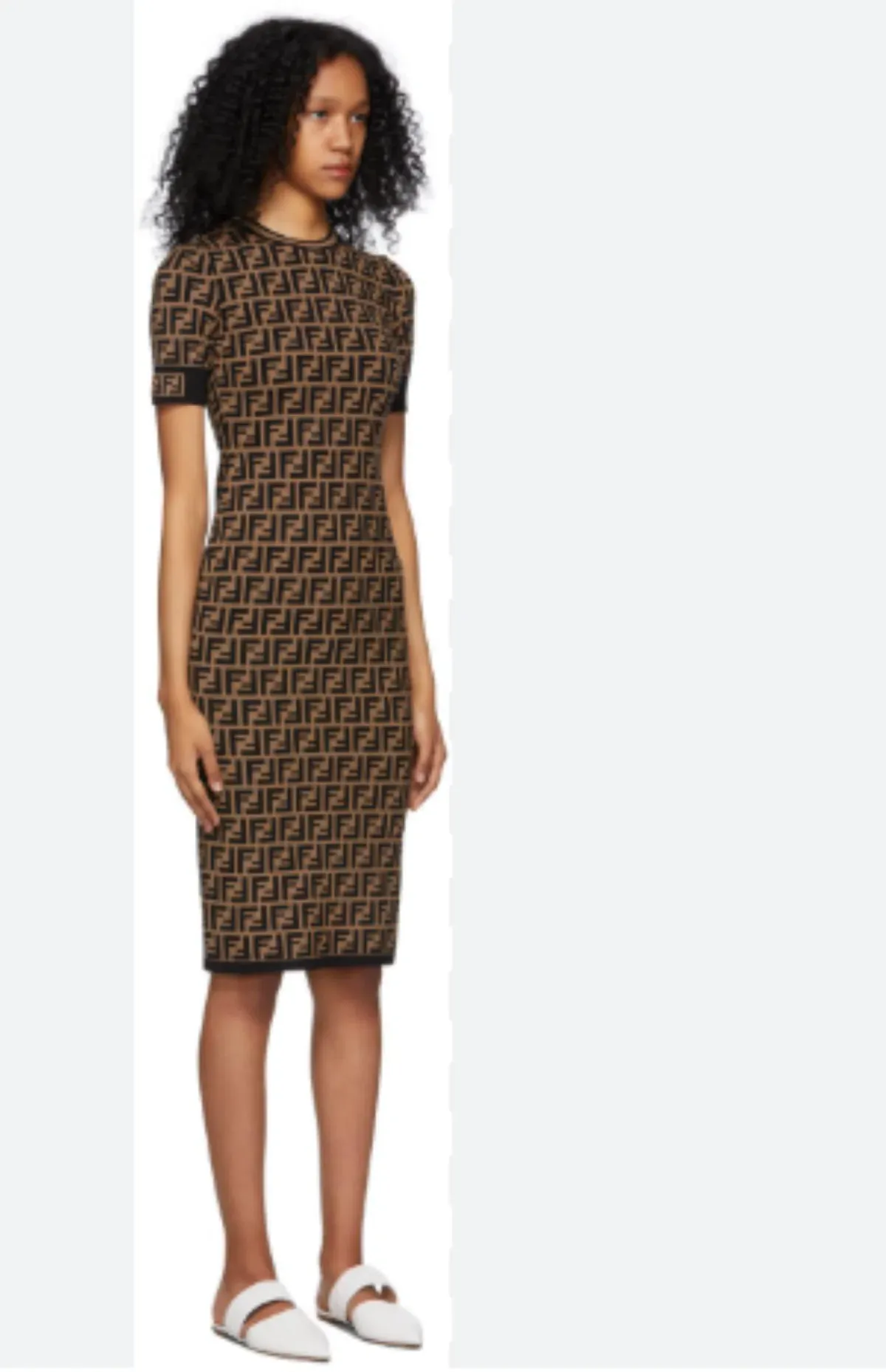 Fendi Knit Dress Midi Brown Size 10 - Image 1