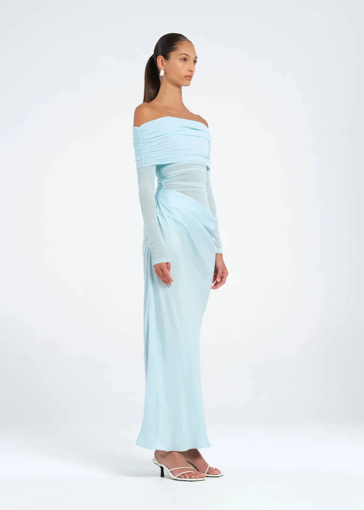 Benni Yasmin Off Shoulder Maxi Dress Baby Blue Size 8 - Image 2