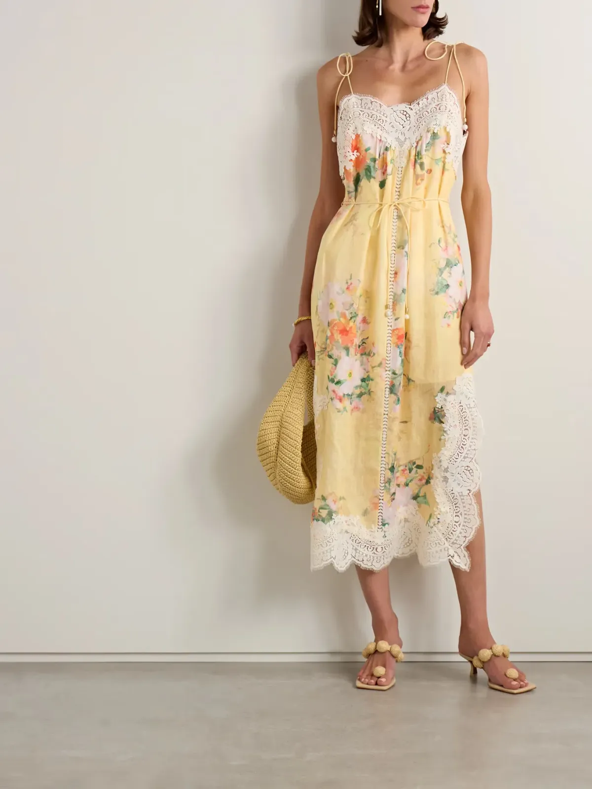 Zimmermann Everley Lace Slip Midi Dress Yellow Size 4 / AU 16 - Image 7