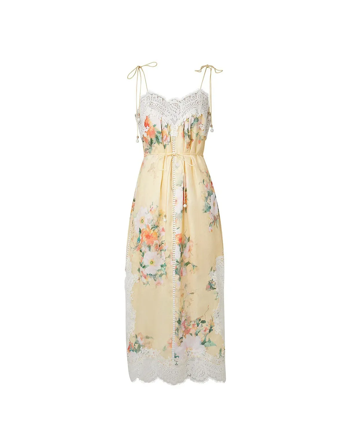 Zimmermann Everley Lace Slip Midi Dress Yellow Size 4 / AU 16 - Image 9