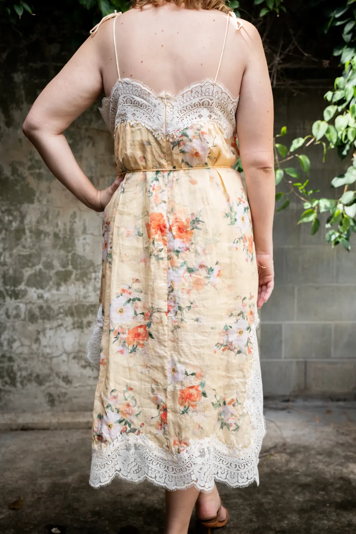 Zimmermann Everley Lace Slip Midi Dress Yellow Size 4 / AU 16 - Image 2