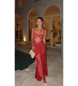 She is Ollá Imogen Maxi Dress in Cherry Red Size AU 10 for rent on The Volte - image 2