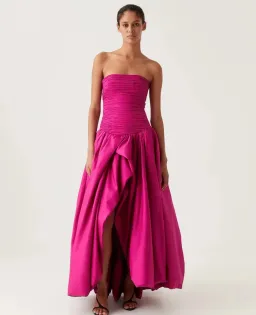 AJE Violette Bubble Hem Maxi Dress Deep Magenta Size AU 8 for rent on The Volte - image 1