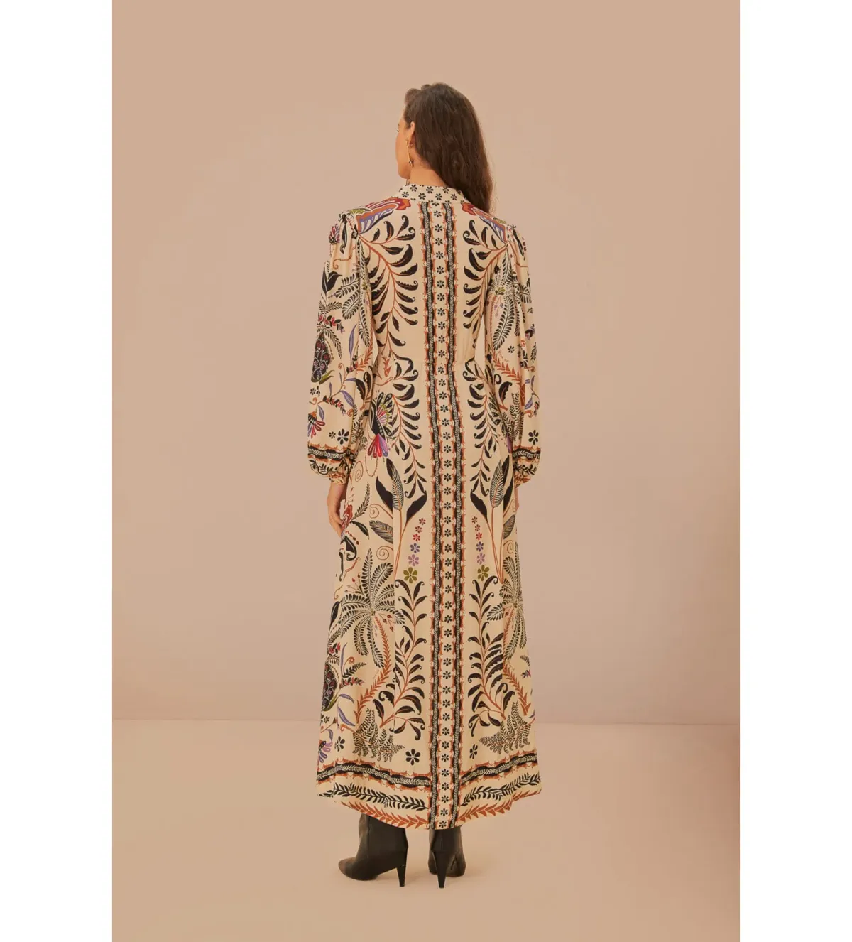 Farm Rio Sand Classic Nature Maxi Dress in Beige Size L/ AU 16  - Image 4