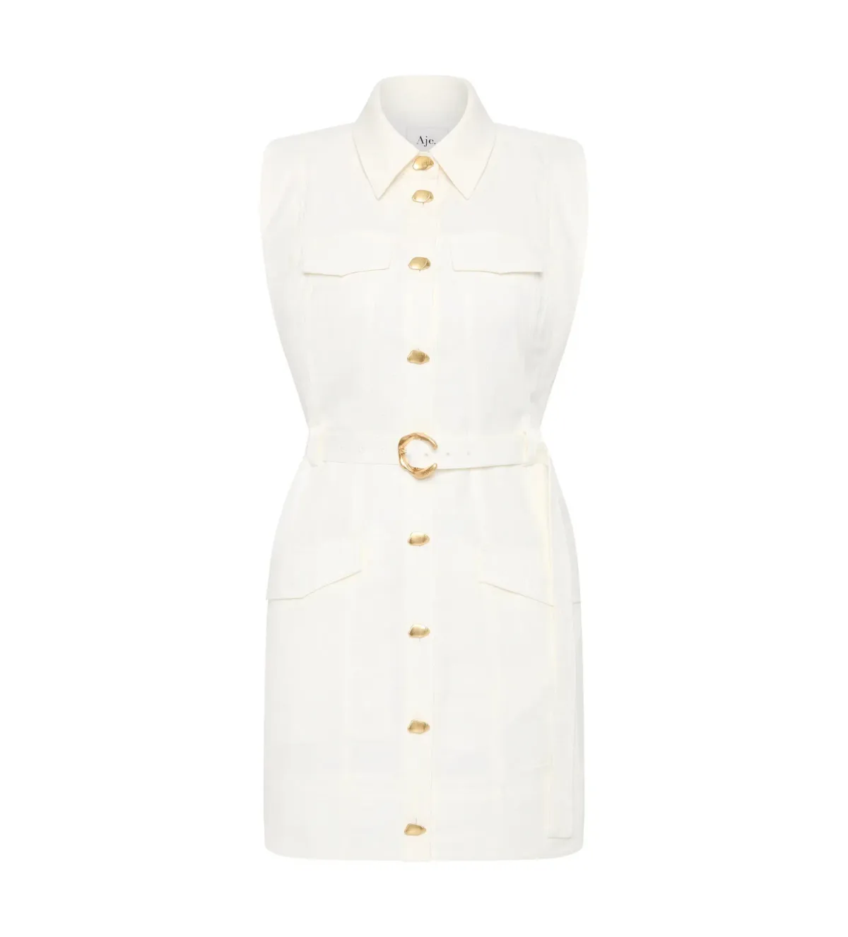 Aje Dulcet Logo Mini Dress in Ivory Size AU 8 - Image 5