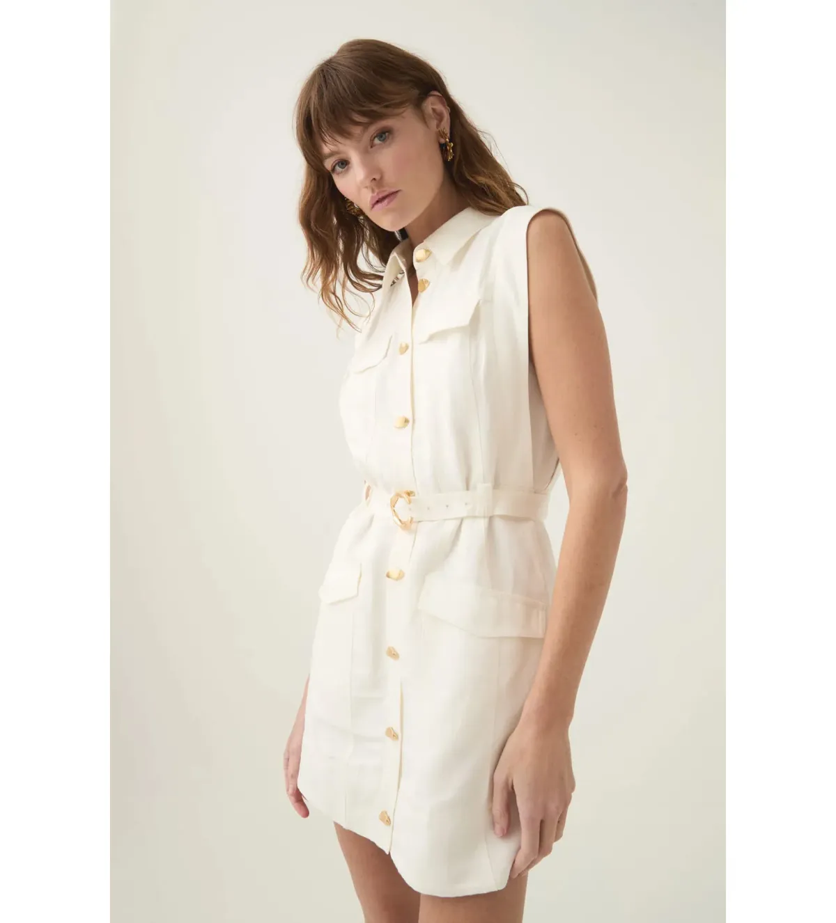 Aje Dulcet Logo Mini Dress in Ivory Size AU 8 - Image 2