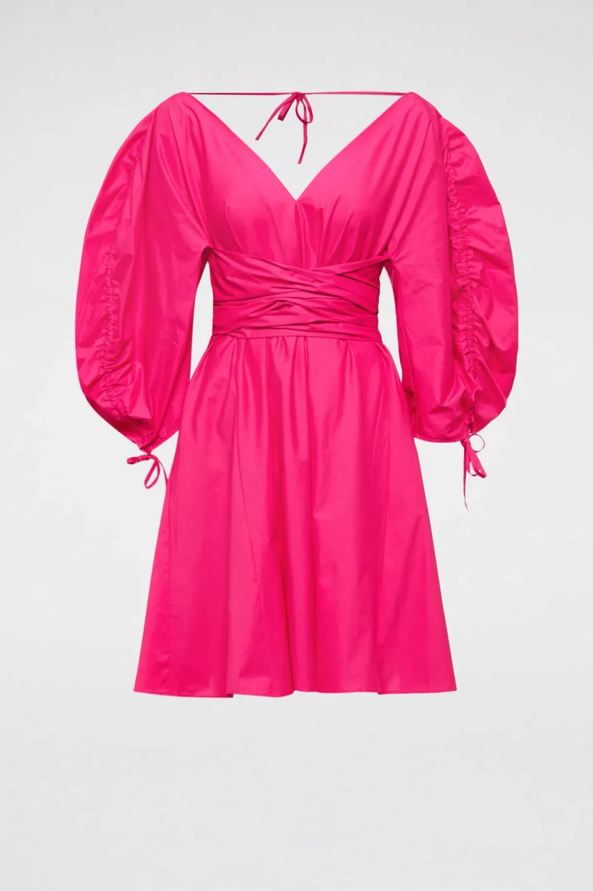 Scanlan Theodore Parachute Gather Sleeve Mini Dress Fuchsia Size 8 - Image 3