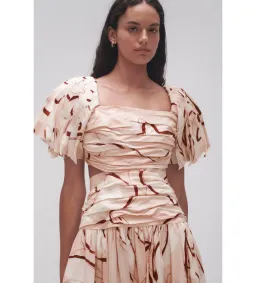 Aje Marianne Ruched Midi Dress Whimsical Dove Size 12 for rent on The Volte - image 3