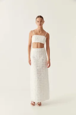 Aje Quintette Textured Midi Skirt and Bralette Set in Ivory Size 12 for rent on The Volte - image 1
