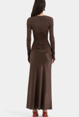 Sir Alessia Draped Gown Maxi Brown AU Size 6 for rent on The Volte - image 4
