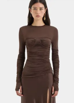 Sir Alessia Draped Gown Maxi Brown AU Size 6 for rent on The Volte - image 2