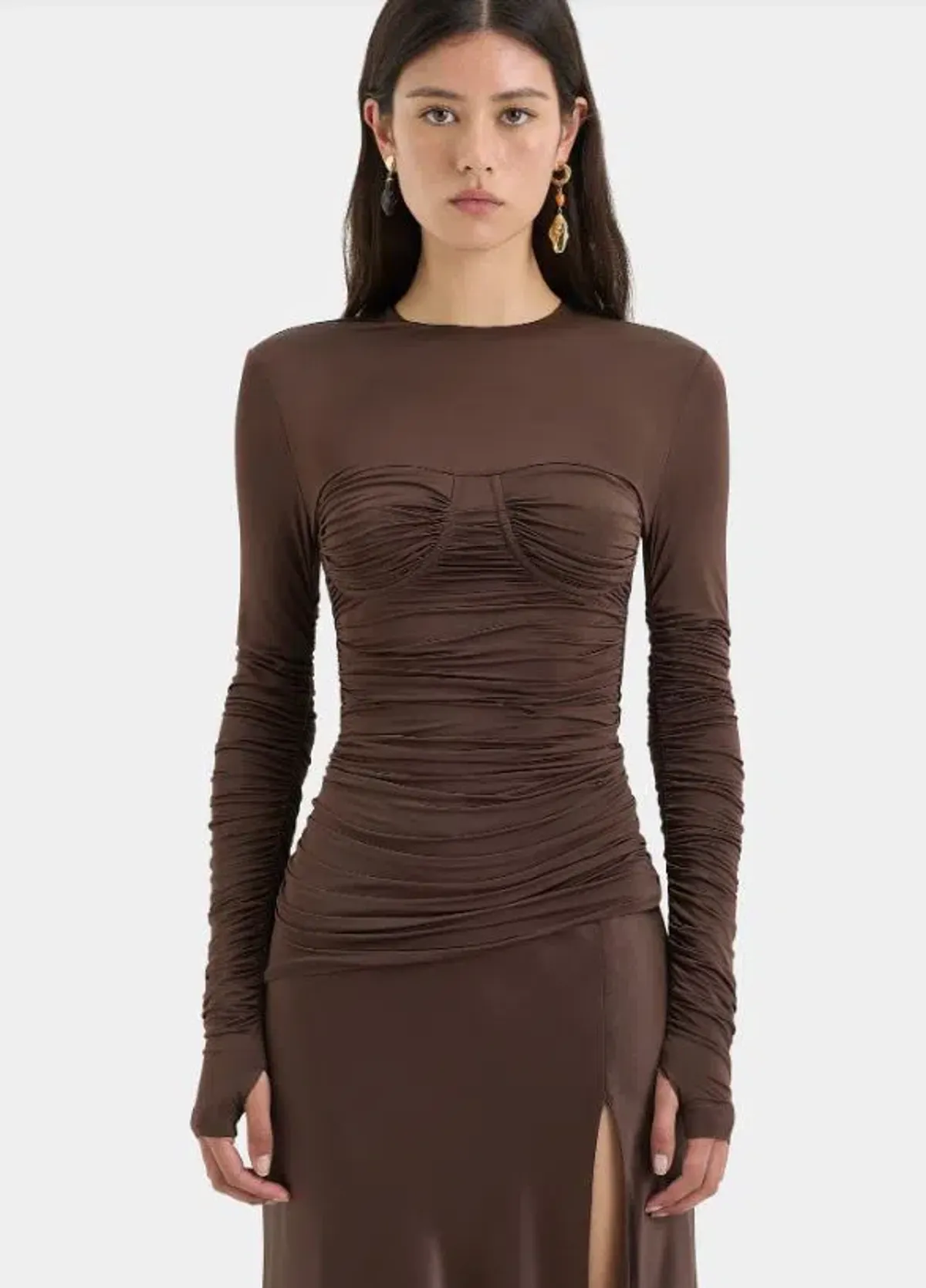 SIR Alessia Draped Gown Maxi Brown Size AU 10 - Image 2