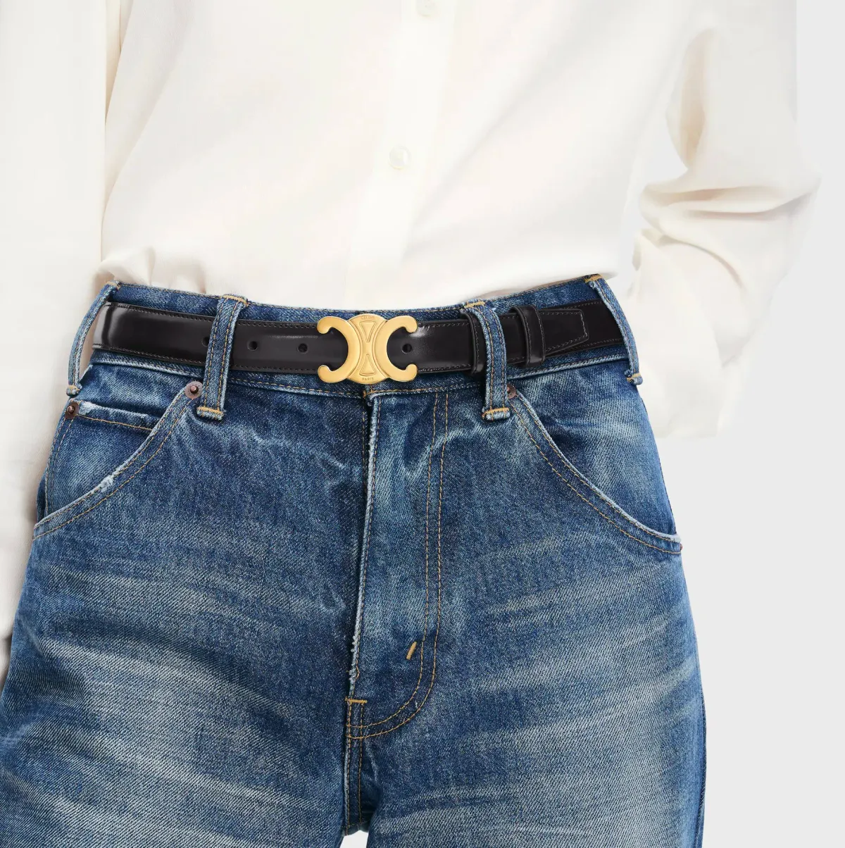 Celine Triomphe Belt Medium Black Size AU 10 - Image 1