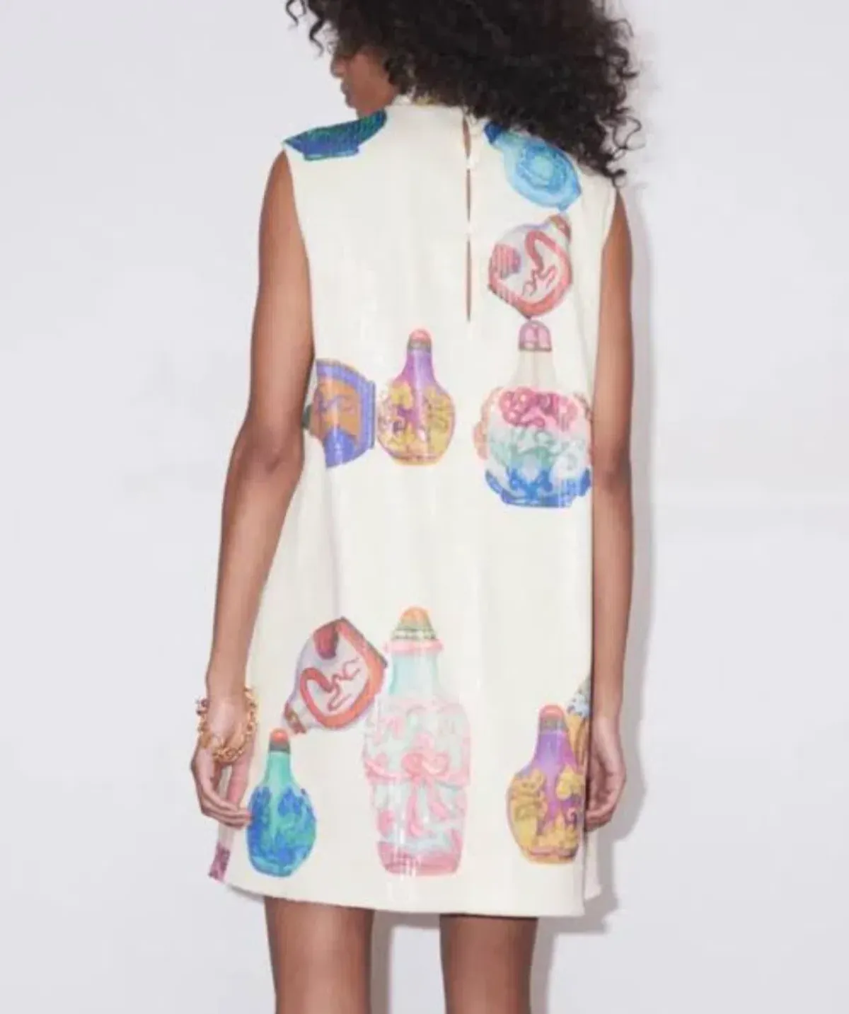 Alemais Chesca Mini Dress in Cream Sequin Size 8 - Image 2