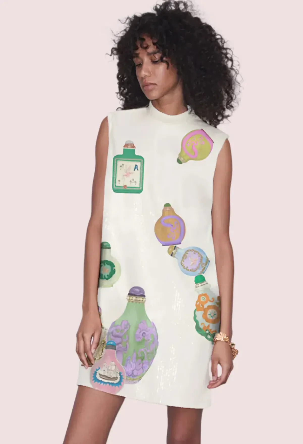 Alemais Chesca Mini Dress in Cream Sequin Size 8 - Image 1