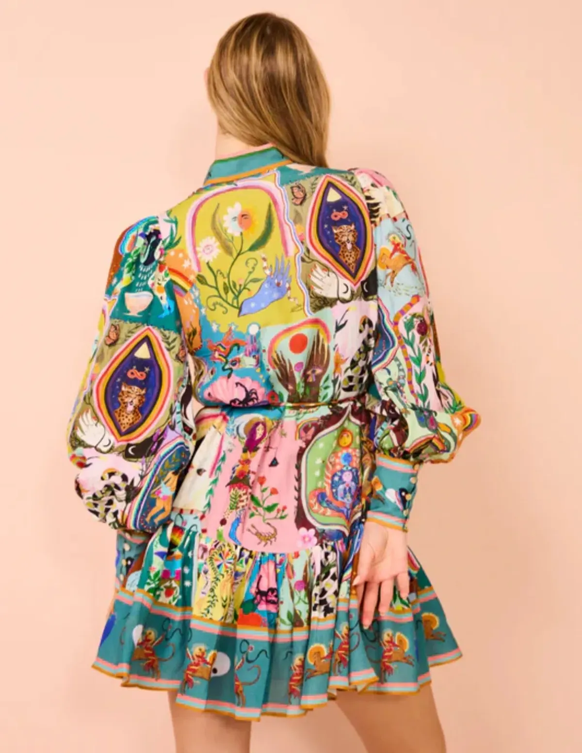 Alemais Evergreen Mini Dress Print Size 8 - Image 2